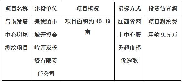 昌南發(fā)展中心房屋測繪項(xiàng)目計劃公告